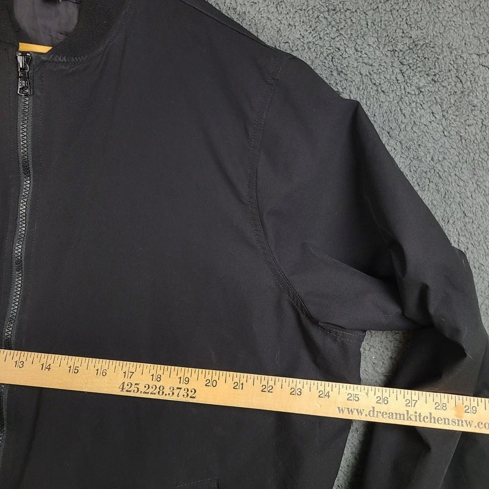 Banana Republic Mens XL Black Full Zip Bomber Jacket Minimalist Lightweight Coat